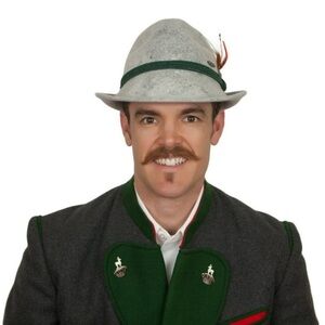 Bavarian German Alpine Wool Gray Hat with Feather & Edelweiss/Oktoberfest Fedora